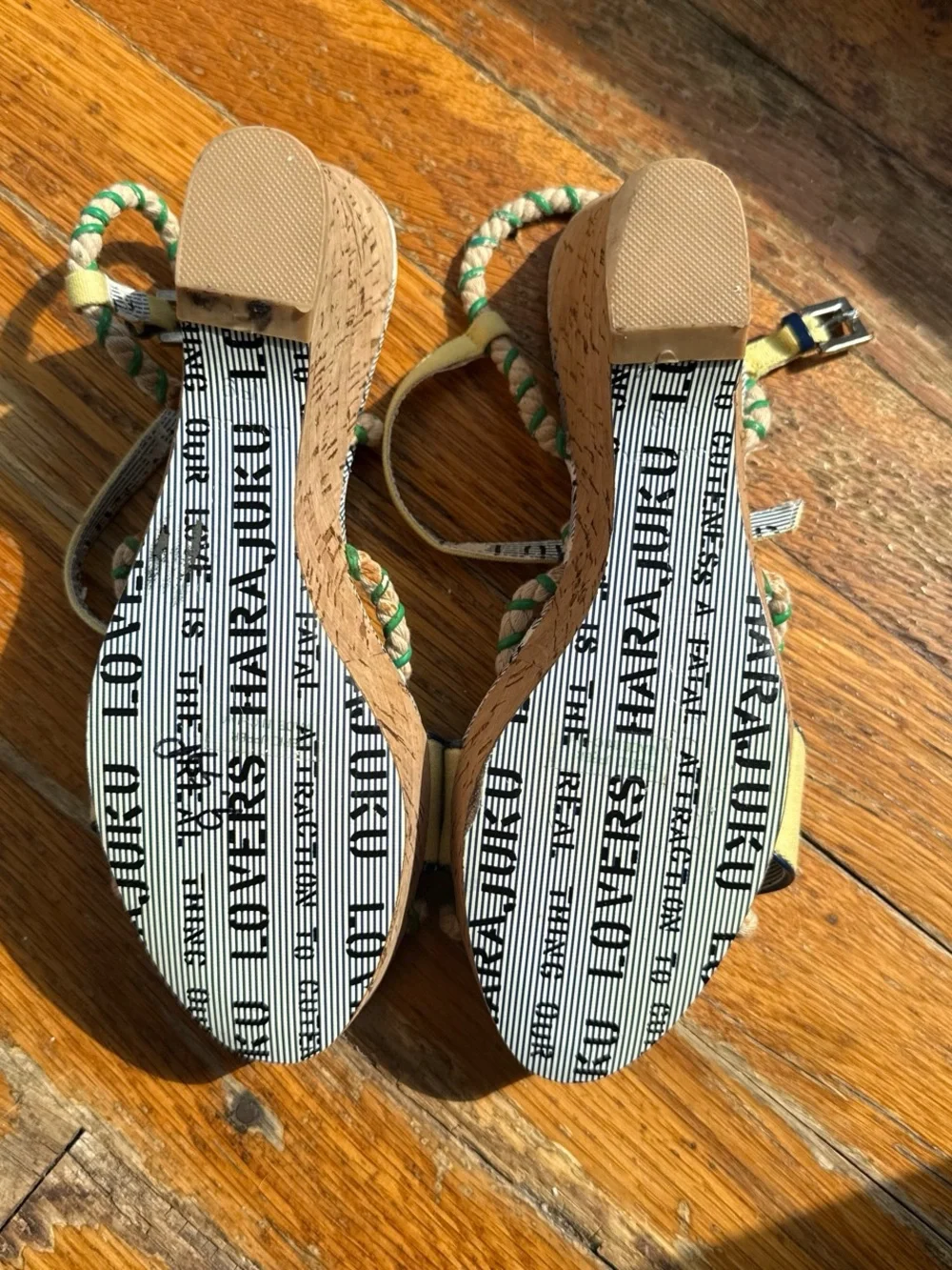 Harajuku Lovers Yellow and Green Rope Sandals